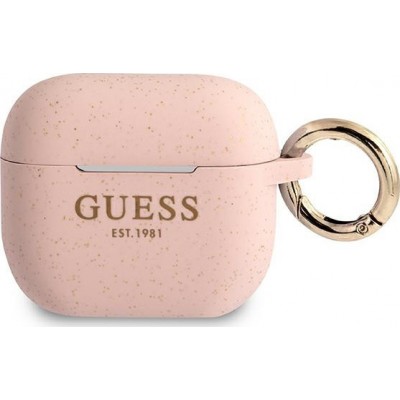 Guess Silicon Glitter Ροζ (Apple AirPods 3)